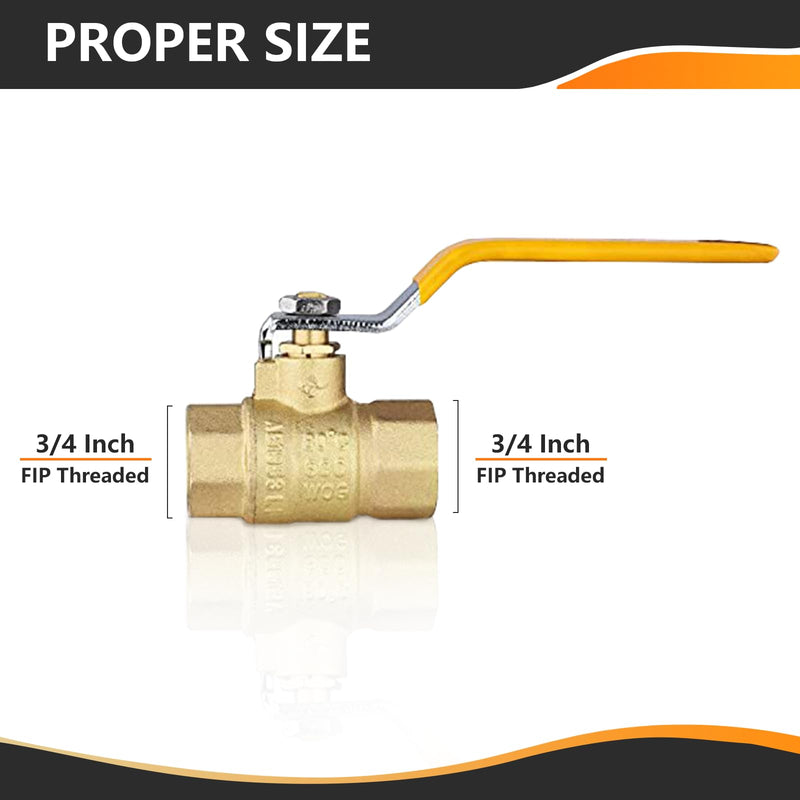 [Australia - AusPower] - 1-Pack 3/4 Inch FIP Threaded Ball Valve, Brass Full Port Shut-off Valve,3/4" Female NPT x 3/4" Female NPT, 600 WOG (Water, Oil and Gas),Yellow 3/4 INCH,1 PACK FIP,YELLOW 