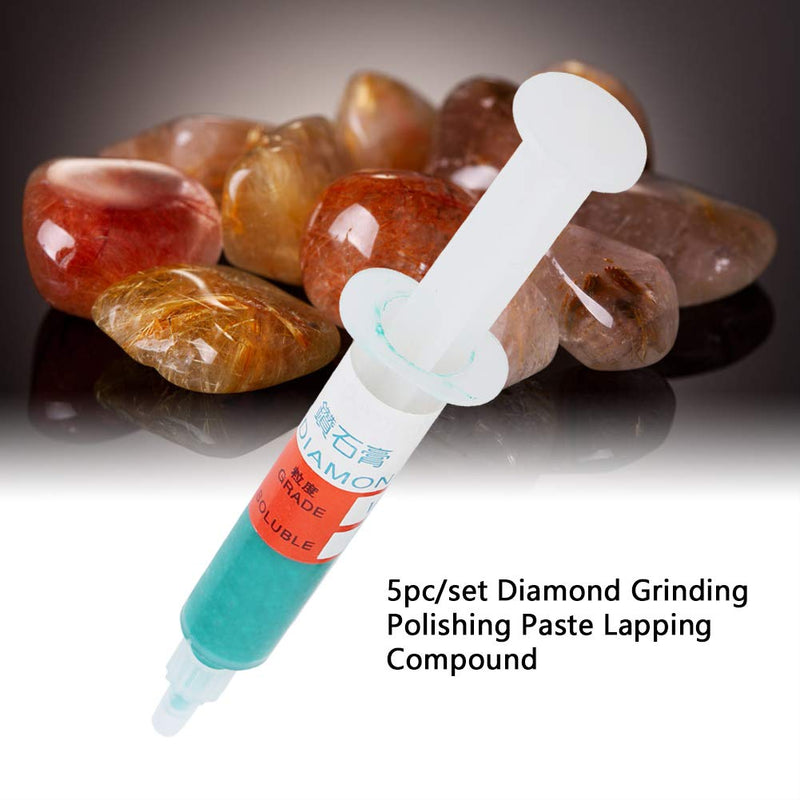 Diamond polishing paste set, 5 pieces, W20#600 | Oil soluble abrasive paste for jewelry and metal, various grits, efficient application, no corrosion