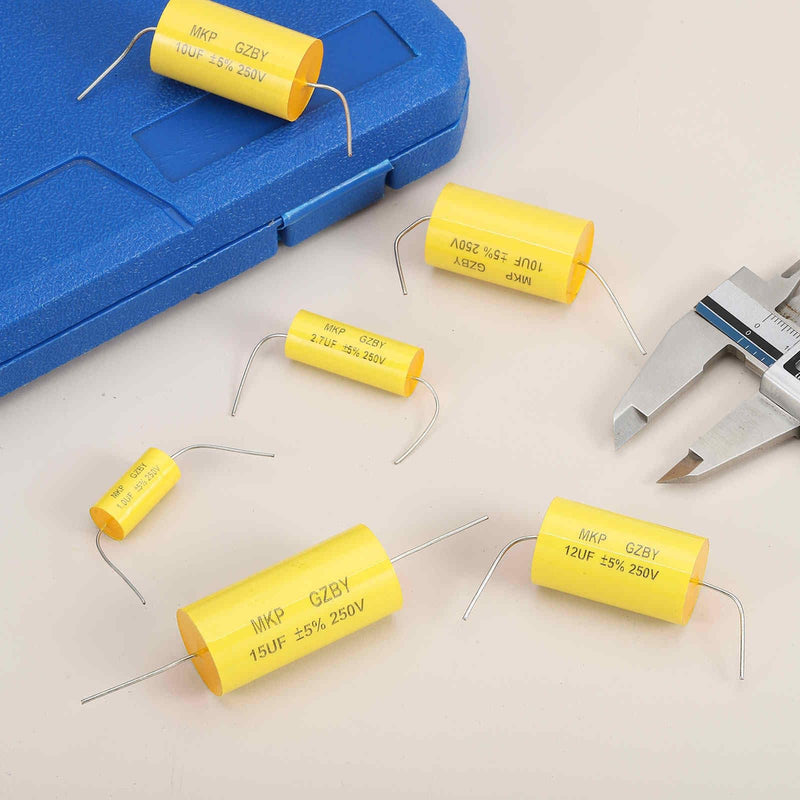 MECCANIXITY 4Pcs 47uf Frequency Divider Capacitor, 250V Axial Audio Speaker Crossover MKP Film Capacitor 4
