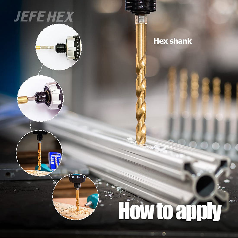 [Australia - AusPower] - 1/8" Hex Shank Drill Bits - 12 PCS HSS Titanium Drill Bits with Quick Change Shank Impact Driver Twist Drill Bit Set 1/8" (12pcs) 