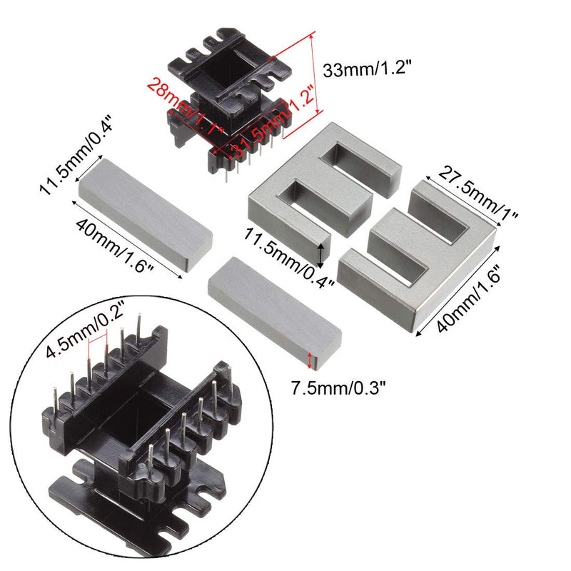 [Australia - AusPower] - uxcell 2 Sets EI40 6 with 6pin Transformer Bobbin PC40 Ferrite Core 
