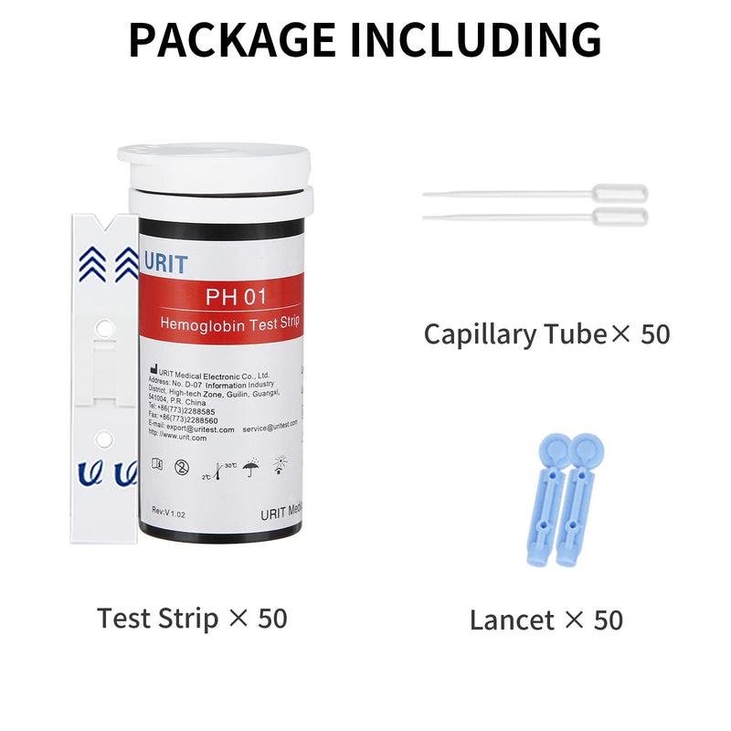 50 Test Strips (Test Strips Only) for URIT Blood Hemoglobin Test Meter PH-01/PH-01A