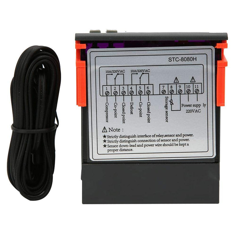 [Australia - AusPower] - Digital Temperature Controller Thermostat Refrigeration Defrosting 10A/220VAC -8080H Display Over-Limit Alarm -50°C-99°C 