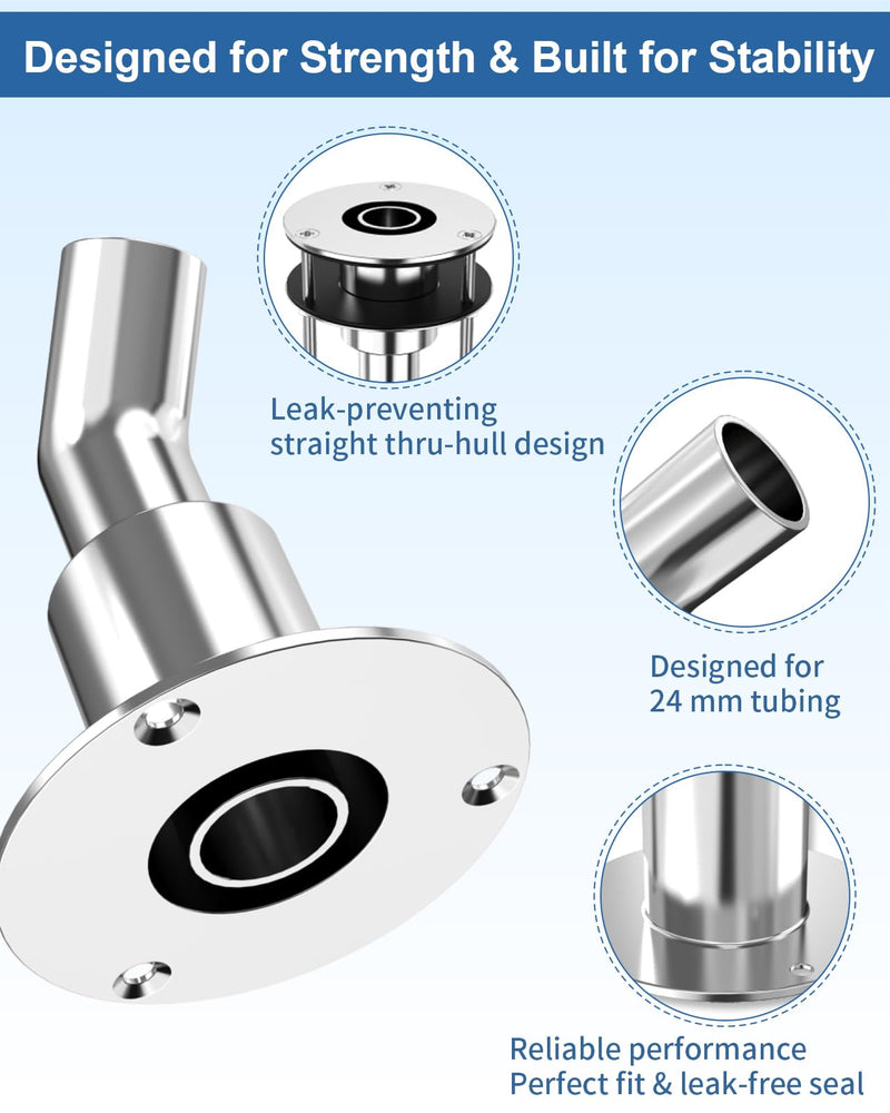 Stainless Steel 316 Diesel Heater Exhaust Port, 24mm Diesel Heater Exhaust Pipe Thru Wall, Thru Hull Pipe Outlet for Diesel Heaters, Thru Hull Fittings for Boats, Trucks, Garage, Diesel Heaters-Angled Angled diesel heater port accessories
