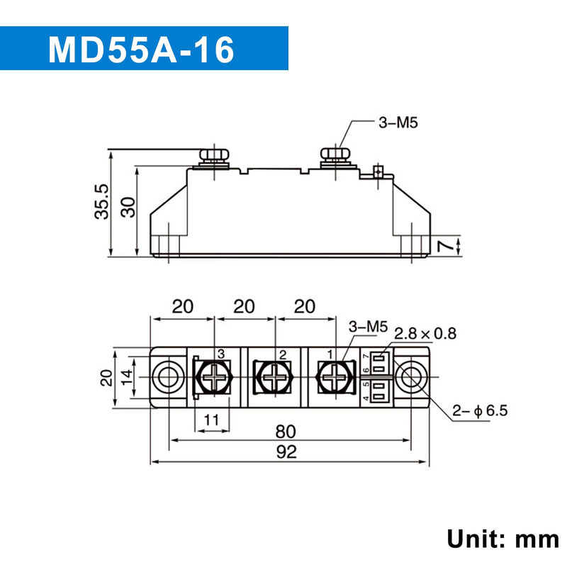 [Australia - AusPower] - 12V 1 Way Diodes MD 55A(50Amp)-16;to Prevent Backfeed;Use Voltage Range:AC < 400VAC ;DC 3-1000V;Used in photovoltaics, Solar Energy, Solar Panels 24V 48V Solar Diode Anti-Reverse 