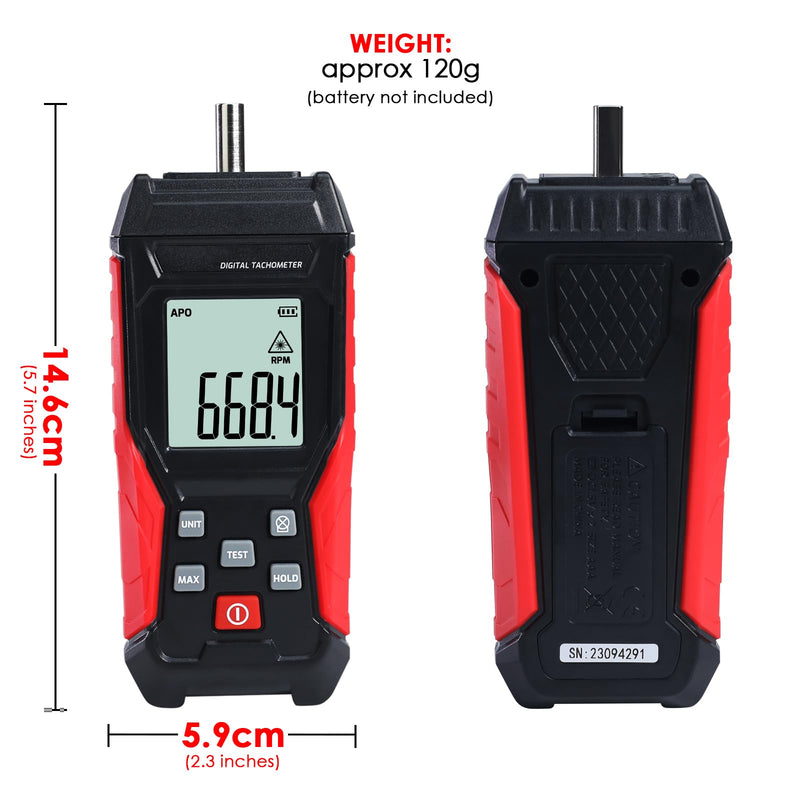 [Australia - AusPower] - 2-in-1 Digital RPM Tachometer Non-Contact RPM Gauge Tester Meter 3~100,000RPM | Contact Tach Speed Meter 3~19,999RPM Small Engine Tachometer with 4 Contact Probes,Data Hold,Max/Min,Backlight 