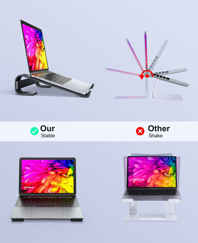 [Australia - AusPower] - Soqool Laptop Stand for Desk, Ergonomic Detachable Laptop Riser, Aluminum MacBook Stand, Compatible with 12-17'' All Laptops Such as MacBook Pro/HP/Dell/Lenovo, Black 
