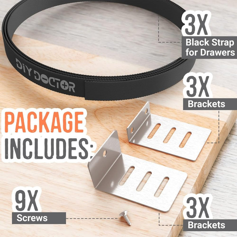[Australia - AusPower] - DIY Doctor Drawer Repair Kit - Pack of 3 Dresser Drawer Bottom Replacement Parts - Drawer Fixer - No Need for Kitchen Drawer Replacement - Replacement Kitchen Drawer - Fix Buckled Drawers 3x Drawer Kit 