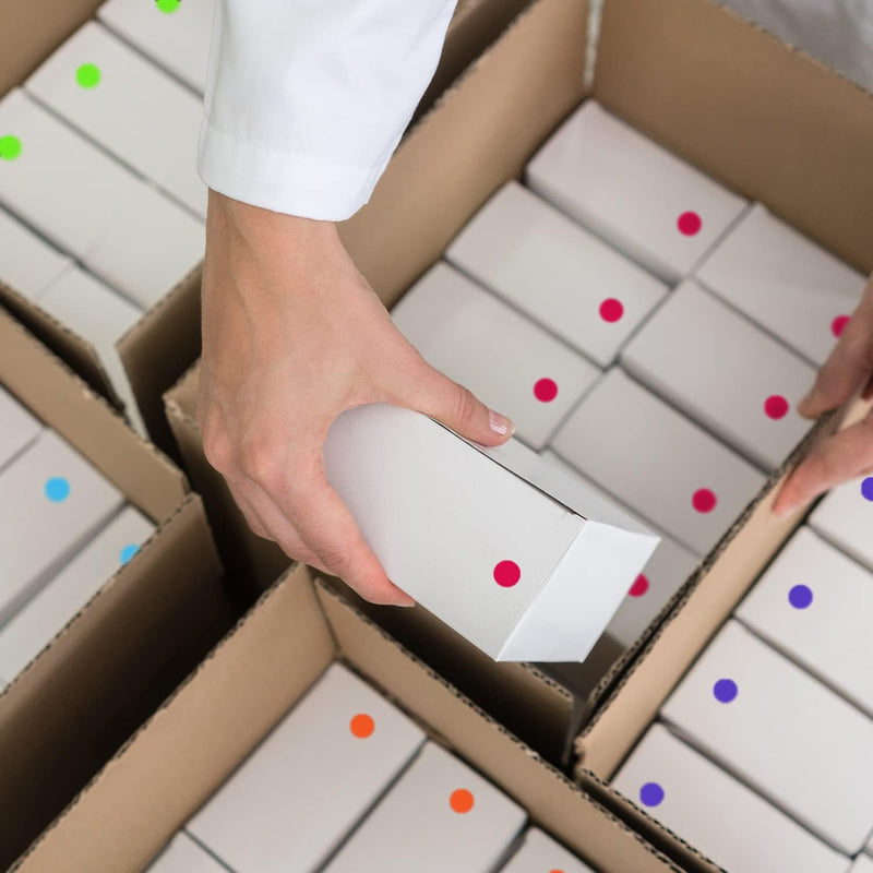 ChromaLabel 1/2 Inch White Dot Stickers, Easy to Write On Color Coding Stickers, Removable Sticky Dots - 1200 Colored Labels per Pack, White Sticker Labels