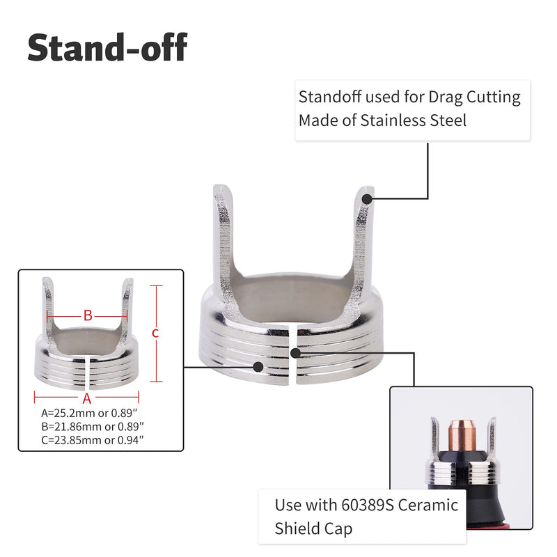 45pcs IPT-60 PT-60 IPT-40 PT40 Plasma Cutting Torch Tip Nozzle 1.0mm 0.039'' & Electrode Shield Cap Stand Off 45Pcs