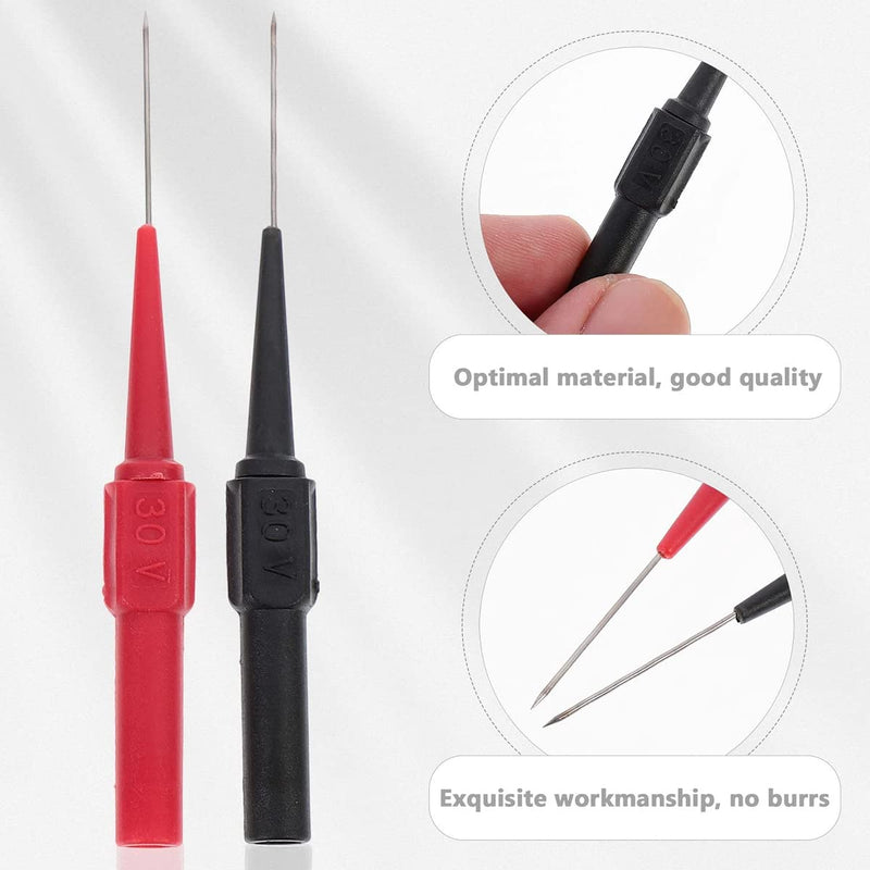 [Australia - AusPower] - 10 Pcs Test Back Probe Pin, 0.7mm Wire Piercing Probe Pin, Insulation Non-Destructive Stainless Steel Pin, Multimeter Probes Car Tester for 4mm Banana Socket Test Probes and Leads Electrical Testing 