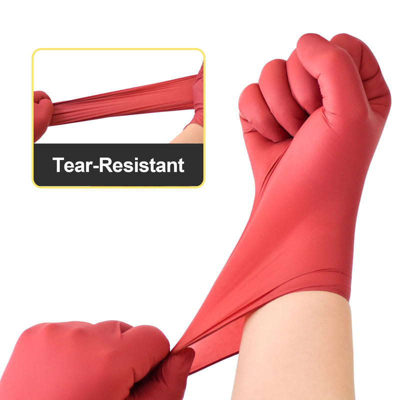 [Australia - AusPower] - Disposable Nitrile Exam Gloves, Medium, Box of 100, Burgundy, Latex-Free, Powder-Free, 3mil, Medical Grade, Food Safe, Non Sterile 
