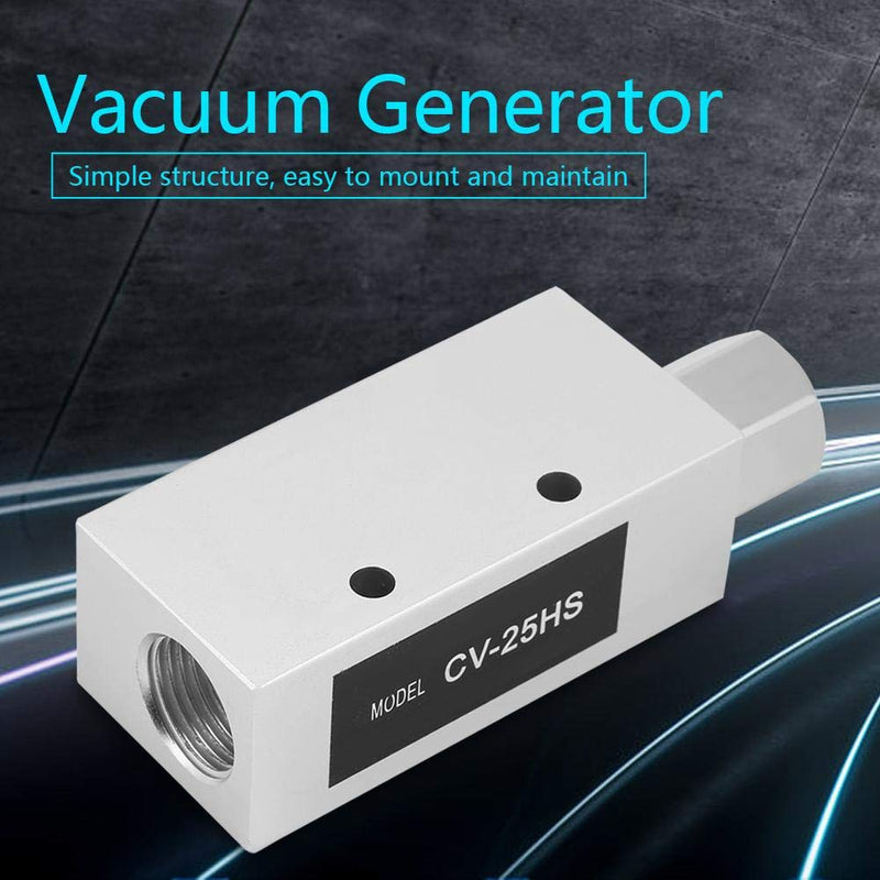 CV-25HS Vacuum Generator, Pneumatic Air Exhaust Vacuum Generator Ejector Vacuum Generator Valve 2.5mm Nozzle Diameter (1) 1