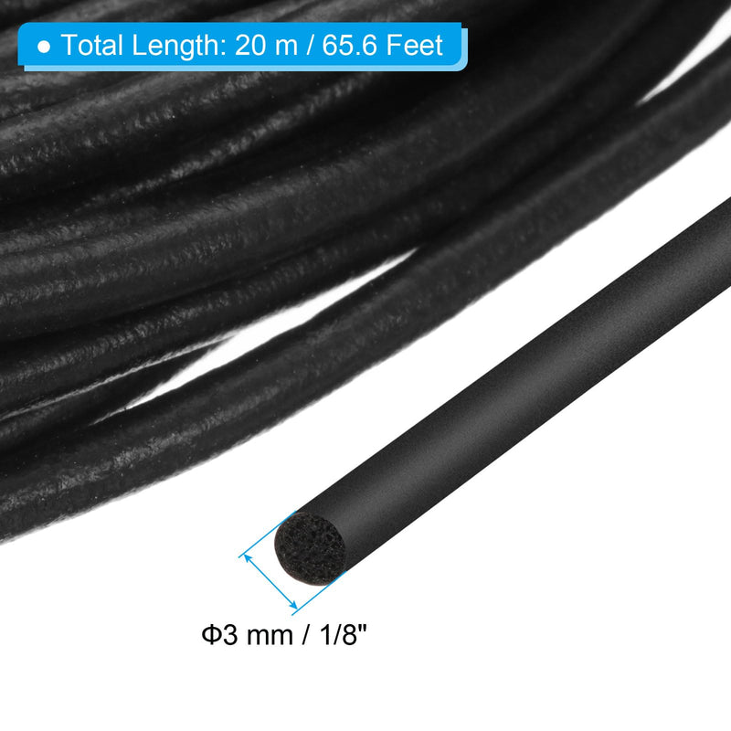 [Australia - AusPower] - PATIKIL 1/8 Inch x 65.6 Feet Backer Rod, Foam Rope Caulk Crack Joint Filler Roll Seal Weather Strip for Home Construction, Black 