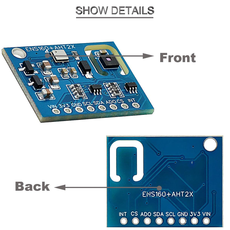 [Australia - AusPower] - ENS160+AHT21 Temperature and Humidity Sensor Carbon Dioxide CO2 eCO2 TVOC Air Quality Module 3 in 1 Sensor High-Precision with Dupont Cable,for Arduino ENS160+AHT21 