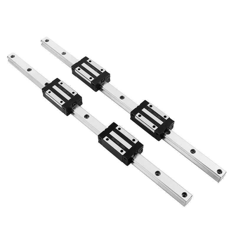 [Australia - AusPower] - [2 Pack] HGR20/HGH20 200mm/ 7-7/8'' Linear Sliding Rail Guide with 4 HGH20CA Linear Bearing Sliding Carriage Block for 3D Printer, CNC Machine and Routers (200mm, HGR20/HGH20) 