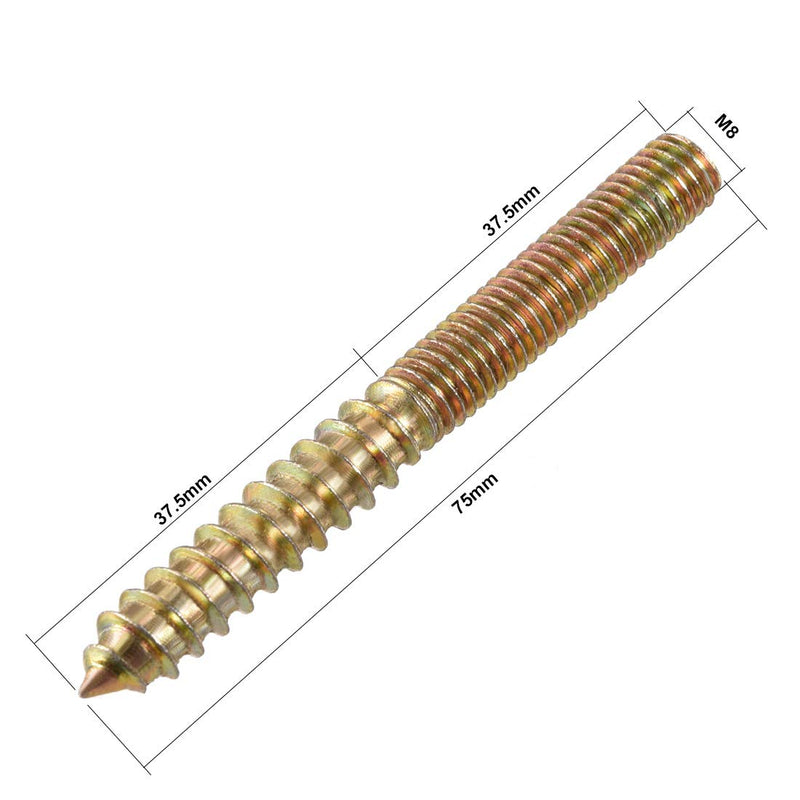 [Australia - AusPower] - uxcell M8 Hanger Bolts Length 3"(75mm) Double Headed Bolts Self-Tapping Screw 8mm Wood Joint Furniture Legs 10pcs M8x75mm 10 