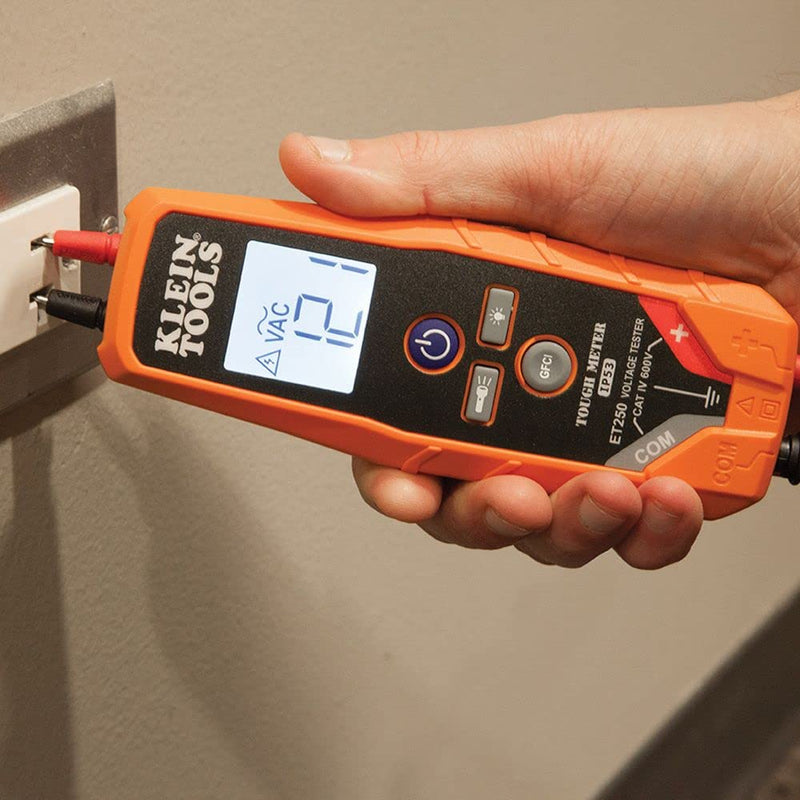 [Australia - AusPower] - Klein Tools ET250 Voltage Meter, AC Voltage / DC Voltage Tester, Digital Multimeter, Low Voltage Tester with Batteries AC/DC Voltage & Continuity 