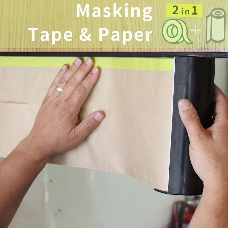 [Australia - AusPower] - Pre-Taped Masking Paper for Painting - 12 inch x 50 feet Tape and Drape Painters Paper, Paint Adhesive Protective Paper Roll for Covering Skirting, Frames, Cars and Auto Body (1 Roll) 1 Roll 