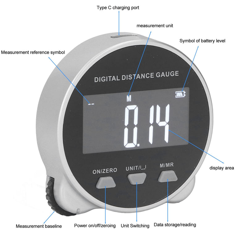 Long Distance Digital Ruler, Electronic Digital Tape Measure, Digital Display Roller Ruler, 199,999 m, Semiconductor, Microprocessor, Electronic Rolling Ruler for Measurements