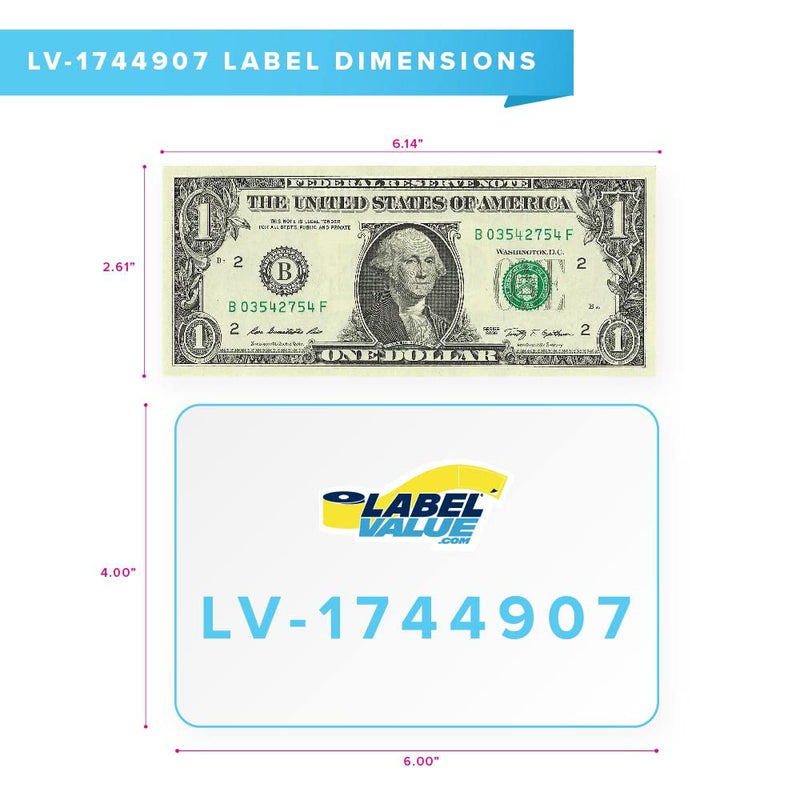 LabelValue LV-1744907POLY Durable Non-Tear Shipping Labels - 4" x 6", 220 Labels/Roll, Waterproof Polypropylene Material, White - Compatible with DYMO LabelWriter 4XL Direct Thermal Label Printers