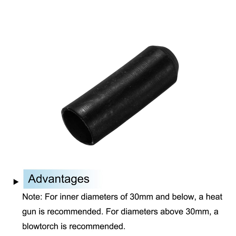 QUARKZMAN Pack of 20 30 mm Length Shrink End Caps 10 mm ID, 1.5:1 Ratio Rubber End Caps Black Heat Resistant Heat Shrink Tube Caps for Cable Rope 10mm ID x 30mm L