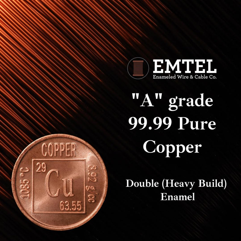 [Australia - AusPower] - Emtel 24 AWG - 1 lb (805 feet) 99.9% Pure Copper Wire, Enameled Magnetic Wire for Motor, Transformer, Magnetic Coil, & Electroculture Gardening, Winding Magnet Wire - 220°C (428°F) Thermal Class 