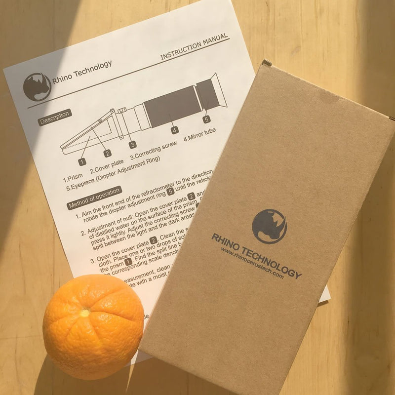 [Australia - AusPower] - 0 to 18% Brix Hand Held Rhino Refractometer with Automatic Temperature Compensation, with Low Sugar Fruits, Maple Sap, Vegetable Juice,Cutting Liquids Test 