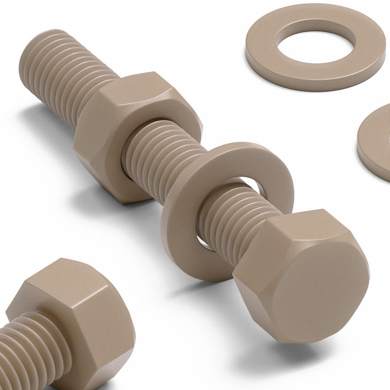 [Australia - AusPower] - 5 x PEEK Hex Head Screw M10 x 65mm Nuts & Bolts - Peek Plastic nuts and bolts, anti corrosion, chemical resistant, high temperature resistance, (13/32 x 2 9/16 in) 