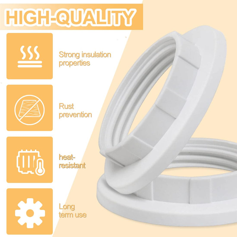 [Australia - AusPower] - GHPKOTW Lampshade Reducing Ring Screw Ring E14 White 27 mm Lampshade Screw Ring for Lampshade Holder, Table Lamp, Ceiling Lights, Floor Lampshade Ring, Plastic, Pack of 8 