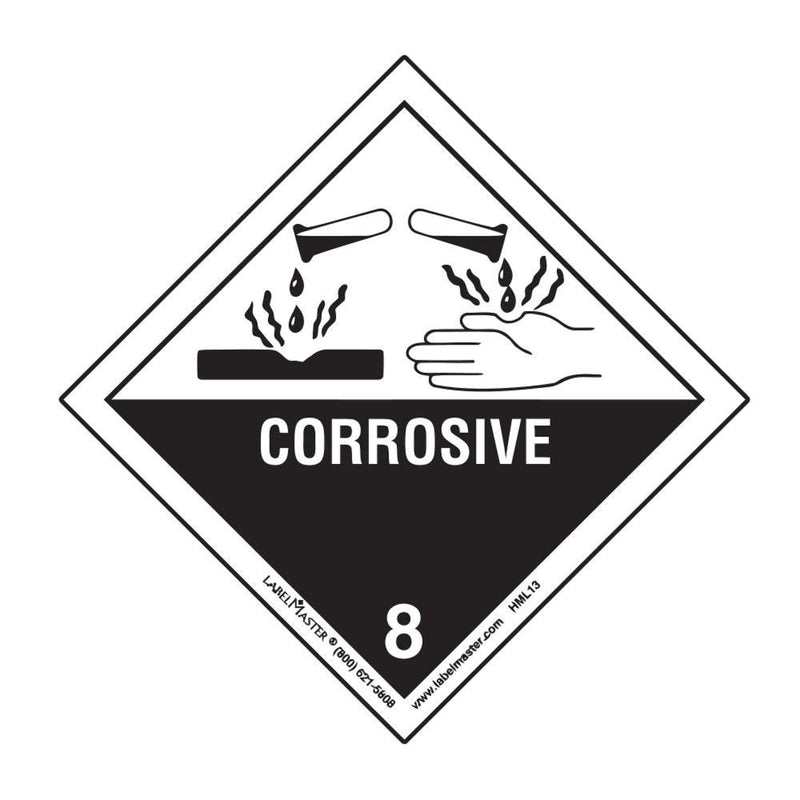 Labelmaster HML13 Corrosive Worded Label, Paper, Hazmat, 4" x 4" (Pack of 500)