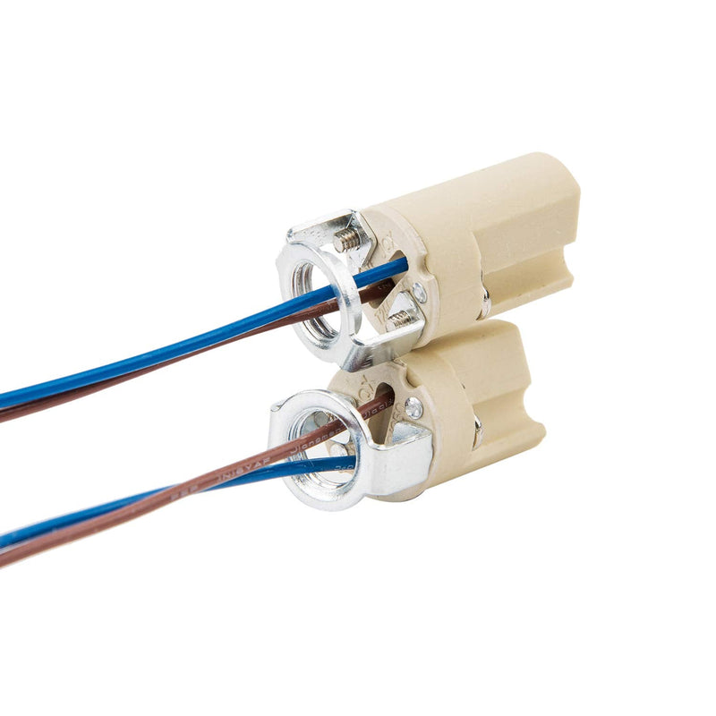 [Australia - AusPower] - G9 Base Bulb Socket Ceramic Lamp Holder Halogen Beads with Wire Stand LED Aging Test Lamp Bracket (2pc) 
