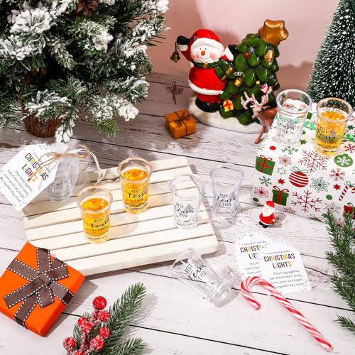 Vesici 40 Sets Employee Coworker Christmas Bulk Gifts Shot Glasses, Light
