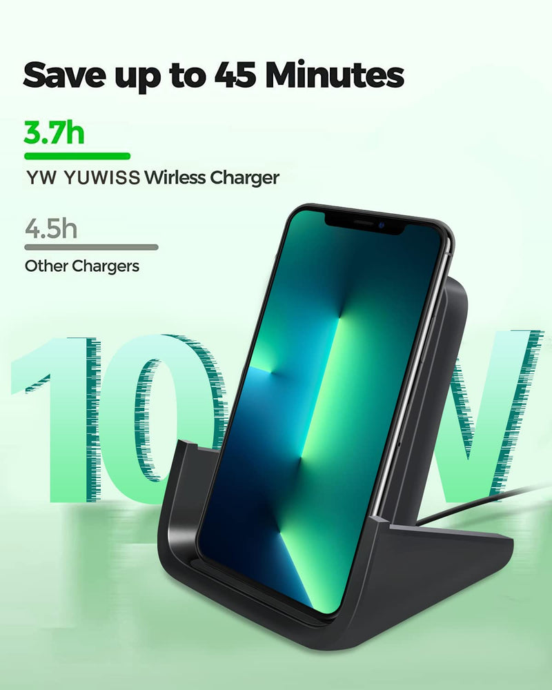 [Australia - AusPower] - Wireless Charger YUWISS Wireless Charging Stand Cordless Charger 10/7.5/5W Compatible with iPhone 14 13 12/12 /11Pro Max/XR/XS Max/XS/X/8/8Plus Galaxy S22/S21/S9/S9+/S8/S8+ Note Black 