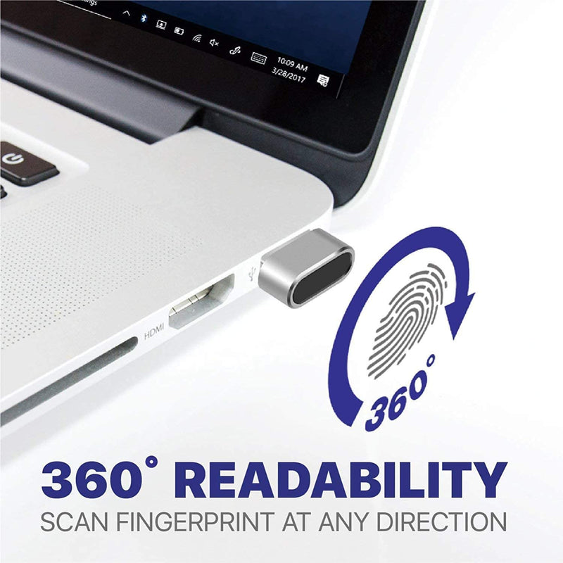 [Australia - AusPower] - TNP Nano USB Fingerprint Reader for Windows 10/11 Hello - Security Key Biometric Scanner Sensor Dongle Module for Instant Acess, Password-Free Login, Sign-in, Lock, Unlock PC & Laptops 