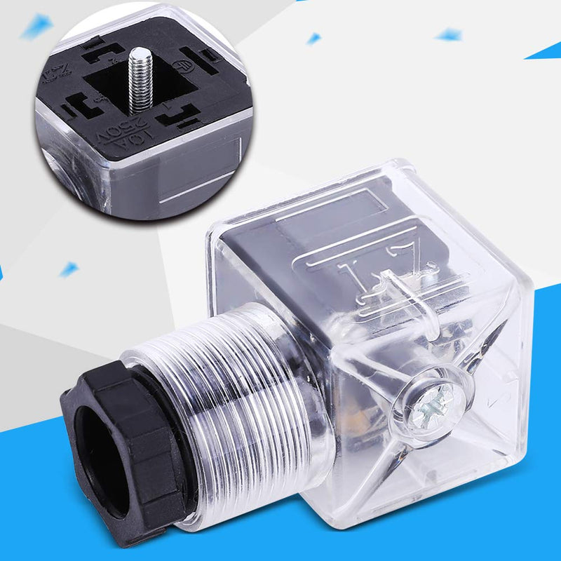 Yctze Universal Hydraulic Solenoid Valve Connector with Light Transparent AC 220 V Pack of 5 for Solenoid Valve AC 110 V and Hirschmann Plug