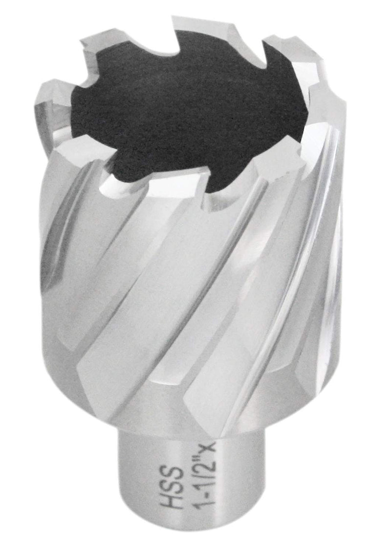 Accusize Industrial Tools Hss Annular Cutter, 1-1/2'' Diameter by 1'' Depth with 3/4'' Weldon Shank, Ansi Standard, 2080-2029 | CBN-Ground HSS Cutter for Steel, Machine-Finish Holes, 1/4 in Pilot Pin Hole, ANSI, 2080-2029