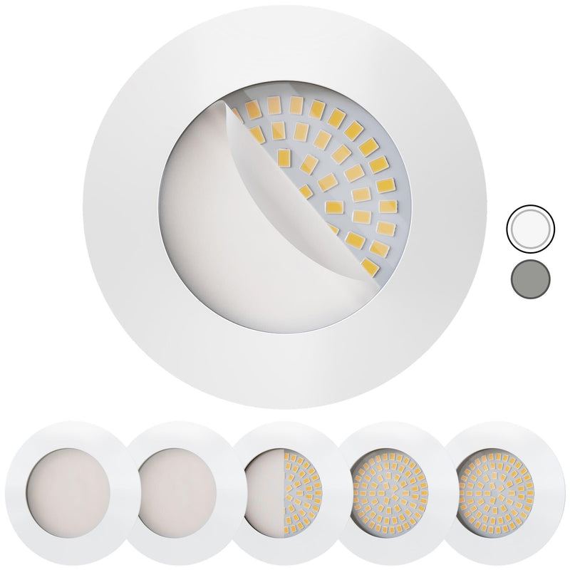 Scandinavian home Set of 6 LED Recessed Spotlights 230 V 4.5 W Warm White 60 mm - 70 mm I Suitable for Bathroom I CRI 90 500 lm 3000 K 68 mm I Matte White with Frosted Glass I LED Spot Recessed Nn Series