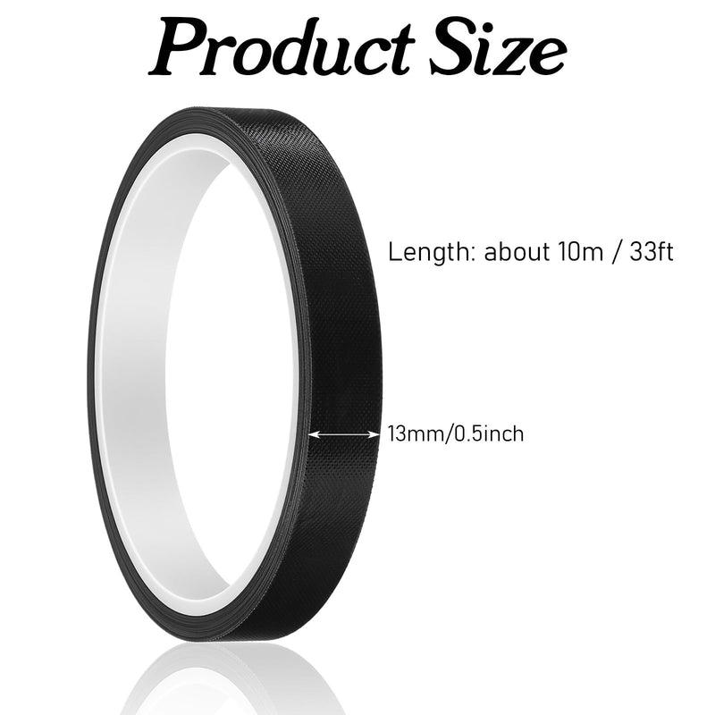 1 Roll Black Heat Resistant Tape, High Temperature Heat Transfer Tape PTFE Film Adhesive Tapes Waterproof Smooth Surface 1/2" Width, 10m / 33ft Length, Black 0.5" Width