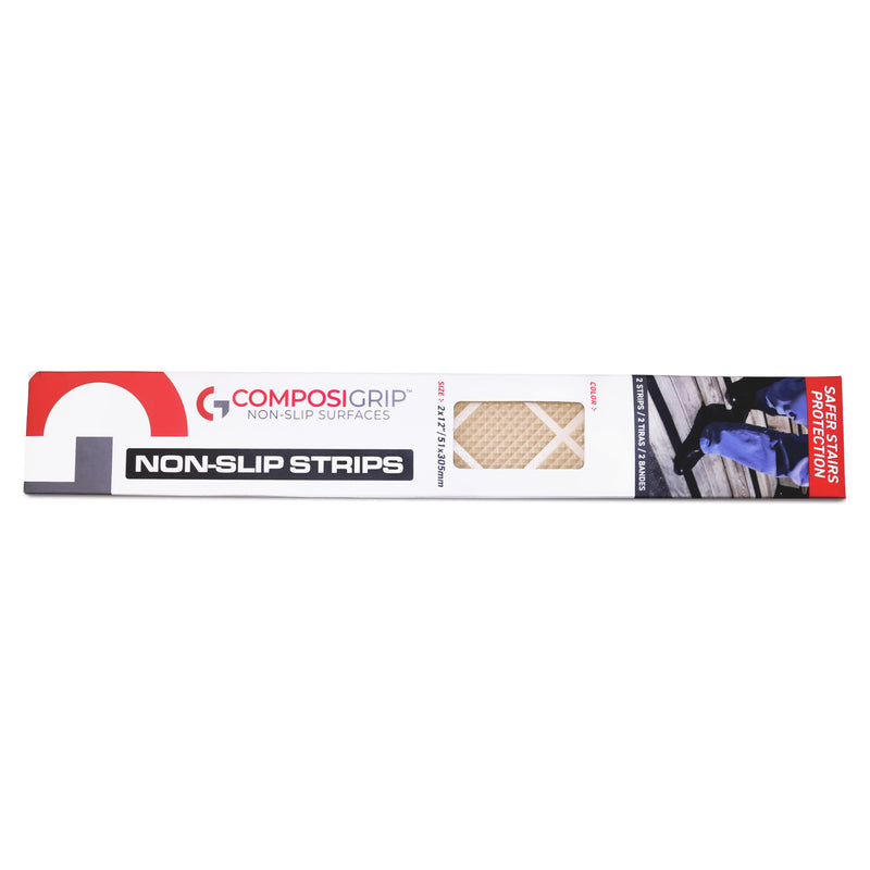 Anti-Slip Strips Beige 2x12” - 2 Pack (Two Pieces), All Wearther Non-Slip Safety