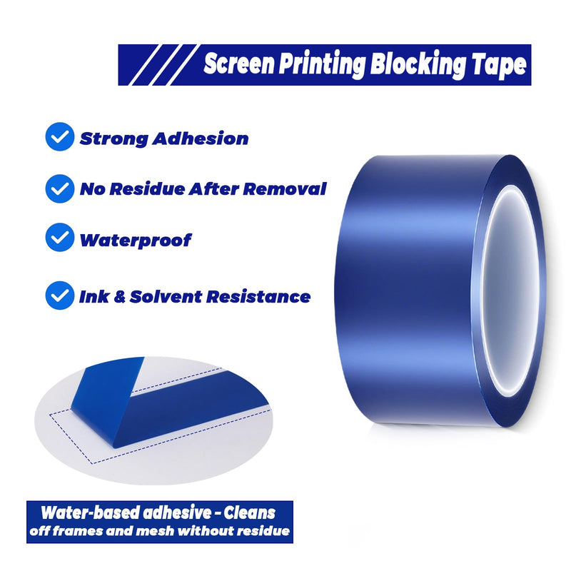 Dorhui 2 Rolls Block Out Tape for Screen Printing – 2Pcs 2" x 72 yd Solvent and Water Resistant Tape, Clean Removal Masking Tape for Silk Screen, Ink Blocking, Frame Protection and Screen Maintenance