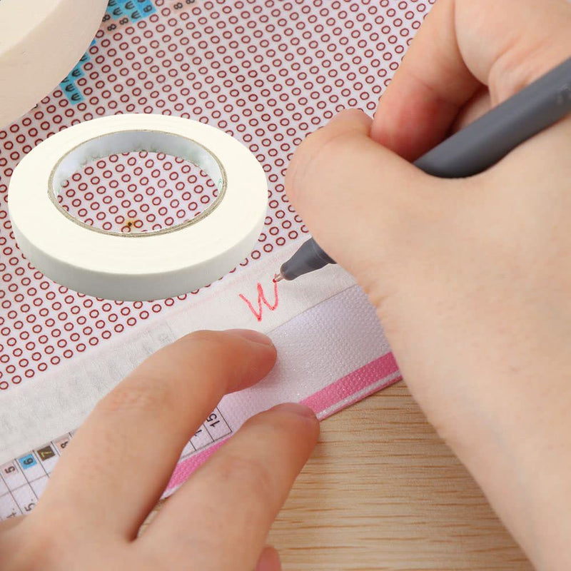 Diamond Painting Tape Dirtproof 50 Meter Length 10mm Width White Tape Diamond Painting Accessories Masking Tape Self Adhesive Edges Sticker 50mx10mm