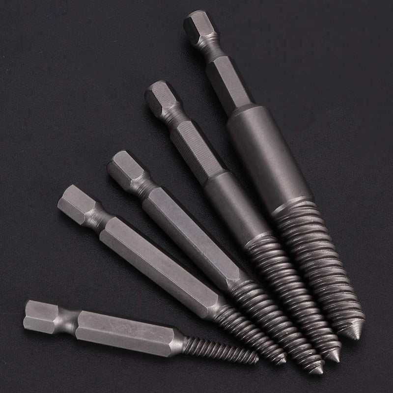 [Australia - AusPower] - 5Pcs Screw Extractor Broken Screw Remover Set Stripped Screw Extractor Kit Hex Shank Fine Teeth Damaged Bolts Removal Tool for Stainless Steel 8.8-12.9 Grade Bolts 
