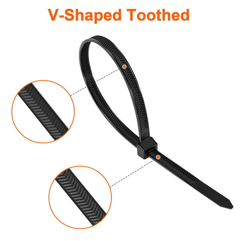 [Australia - AusPower] - Zip Ties Heavy Duty 12 inch，V-Shaped Toothed Double Sided With 200 LBS Tensile Strength Cable Ties ，Extra Large Wire Ties Adjustable Nylon Tie Wraps for Indoor Outdoor Patented Design（80 Pack Black） 