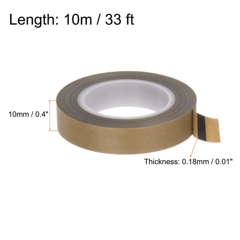 HARFINGTON Fabric PTFE Tape Roll, 0.5" x 33 ft High Temperature PTFE Adhesive Tape 0.18mm Thickness for Vacuum Sealer Machine Hand Impulse Sealers, Brown