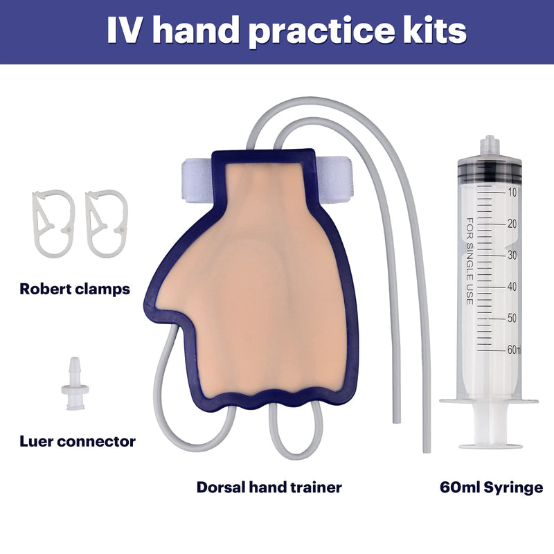 [Australia - AusPower] - Phlebotomy and Venipuncture Practice Kit, Wearable IV Practice Trainer Kit, Dorsal Hand Injection Trainer, IV Start Kit for Injection Training, Medical Education, Nursing School Essentials White 