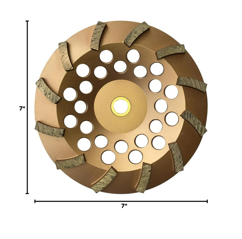 7" Diamond Grinding Wheels for Concrete or Masonry, 12 Turbo Segments, #30/40 Grit, Medium Bond, 7/8"-5/8" Arbor 7" Diameter - 12 Segments