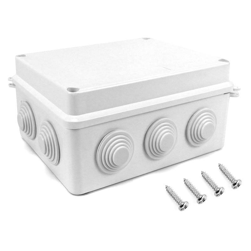 QWORK Surface-Mounted Junction Box, Junction Box, Waterproof, Dustproof, IP65, ABS Plastic, Universal Electric Project Enclosure, White, 150 x 110 x 70 mm