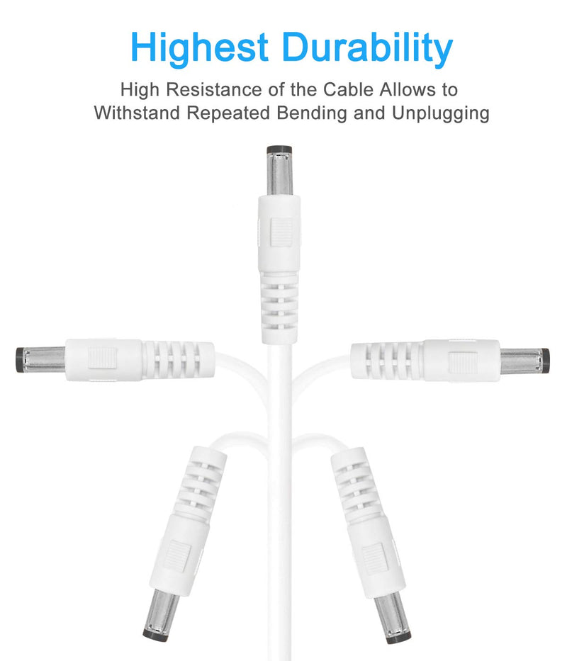 [Australia - AusPower] - 5.5mm x 2.1mm Extension Cord,DC 12v Power Supply Adapter for CCTV Security Camera Surveillance Indoor IP Camera Dvr Standalone LED Strip,Car,12 Volt Male to Female Plug Cable 10ft White 