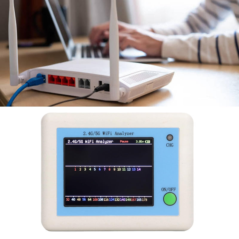[Australia - AusPower] - Analyzer, 2.4G 5G Analyzer, 2.4 Inch TFT Color Screen Scanner Network Analyzer with Light Indication, Battery Display, Long Standby 